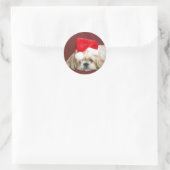 Sleepy Christmas Shih Tzu Ronde Sticker (Tas)