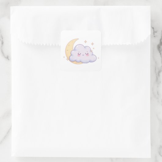 Sleepy Cloud – Dreamy Kawaii Magic Vierkante Sticker (Tas)