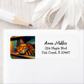 Sleepy Comic Book Style Kat Slapen Etiket (Insitu)