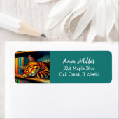 Sleepy Comic Book Style Kat Slapen Etiket (Insitu)