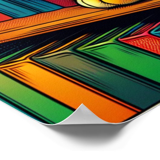 Sleepy Comic Book Style Kat Slapen Poster (Hoek)