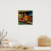 Sleepy Comic Book Style Kat Slapen Poster (Keuken)