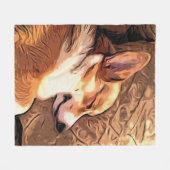 Sleepy Corgi Fleece Deken (Voorkant (Horizontaal))