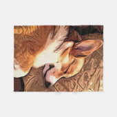 Sleepy Corgi Fleece Deken (Voorkant (Horizontaal))