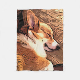 Sleepy Corgi Fleece Deken