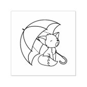 Sleepy Crying Little Fox under Umbrella Zelfinktende Stempel (Design)