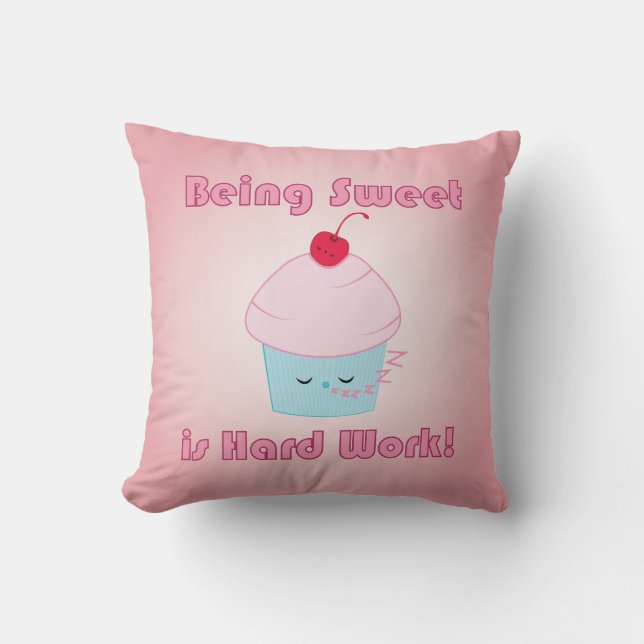 Sleepy Cupcake en Cherry Kawaii pillow Kussen (Voorkant)