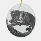 Sleepy Dinosaur Keramisch Ornament (Links)