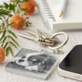 Sleepy Dog Acrylic Key Ring Sleutelhanger (Voorkant Rechts)