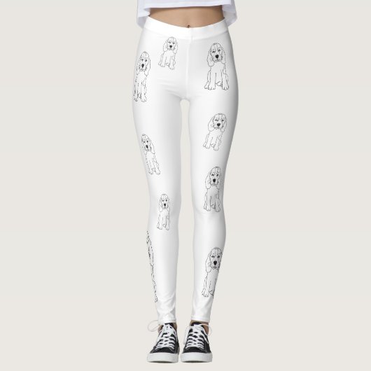 Sleepy Dog, Lineaire tekening Leggings (Voorkant)