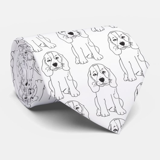 Sleepy Dog Zwart Wit Stropdas (Opgerold)