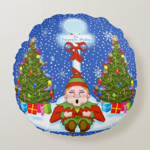 Sleepy Elf-kerstpiloot Rond Kussen
