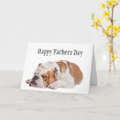 Sleepy Engelse Bulldog Vaderdag Kaart (Gele Bloem)