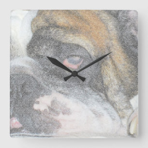 Sleepy English Bulldog wall klok