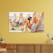 Sleepy Eye Flour Ad met Indiërs Canvas Afdruk (Insitu (Woonkamer))