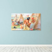 Sleepy Eye Flour Ad met Indiërs Canvas Afdruk (Insitu (Houten vloer))