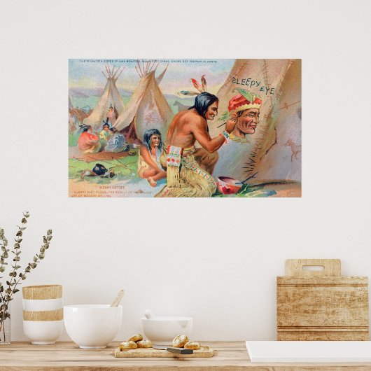 Sleepy Eye Flour Ad met Indiërs Poster (Keuken)