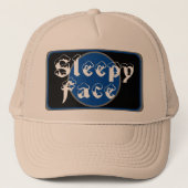 Sleepy Face: Groen - Zon Rand - Trucker Hoed Pet (Voorkant)