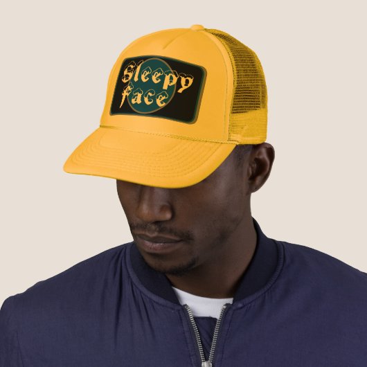 Sleepy Face: Groen - Zon Rand - Trucker Hoed Trucker Pet (In situ)