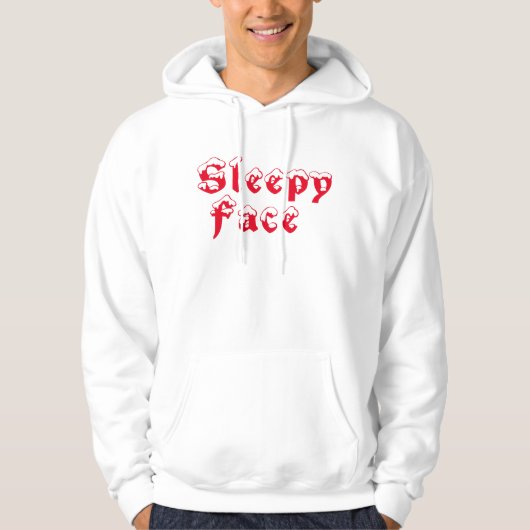 Sleepy Face: Wit - Basic Sweatshirt met capuchon (Voorkant)