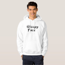 Sleepy Face: Wit - Basic Sweatshirt met capuchon