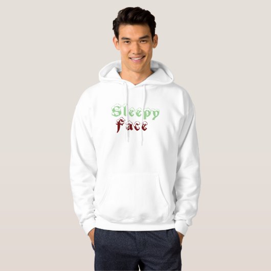 Sleepy Face: Wit - Hoodie met capuchon (Voorkant volledig)
