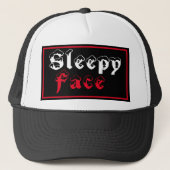Sleepy Face: Zwart - Zon Rand - Trucker Hoed Pet (Voorkant)