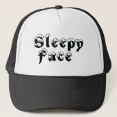 Sleepy Face: Zwart - Zon Rand - Trucker Hoed Pet (Voorkant)