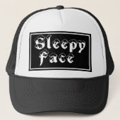 Sleepy Face: Zwart - Zon Rand - Trucker Hoed Pet (Voorkant)