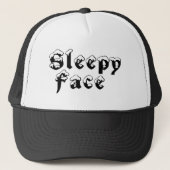Sleepy Face: Zwart - Zon Rand - Trucker Hoed Trucker Pet (Voorkant)