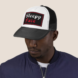 Sleepy Face: Zwart - Zon Rand - Trucker Hoed Trucker Pet