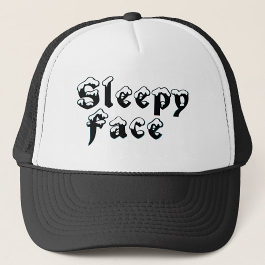 Sleepy Face: Zwart - Zon Rand - Trucker Hoed Trucker Pet (Voorkant)