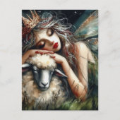 Sleepy Fairy Queen en haar schapen Briefkaart (Voorkant)