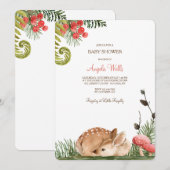 Sleepy Fawn Baby shower Invitation Kaart (Voorkant / Achterkant)