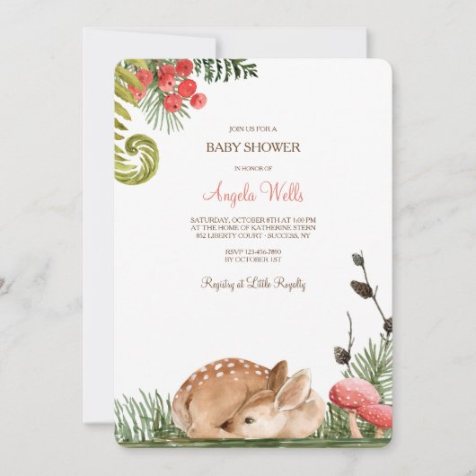 Sleepy Fawn Baby shower Invitation Kaart (Voorkant)