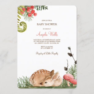 Sleepy Fawn Baby shower Invitation Kaart