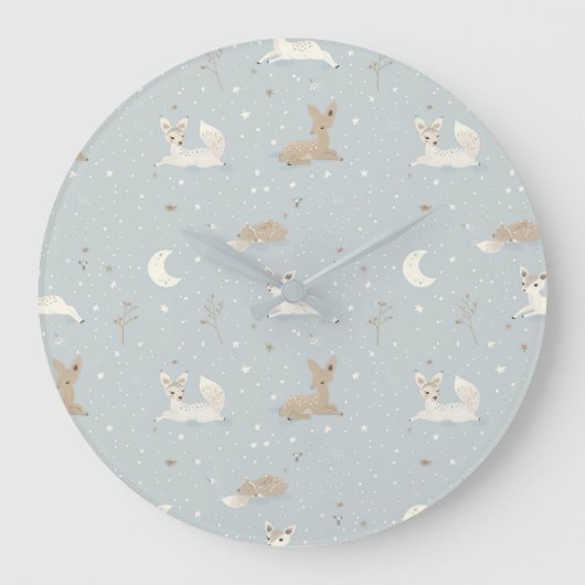 Sleepy Fawn Night Wall Clock Grote Klok (Voorkant)