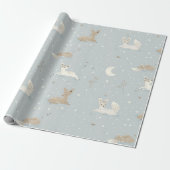 Sleepy Fawn Night Wrapping Paper Cadeaupapier (Uitgerold)