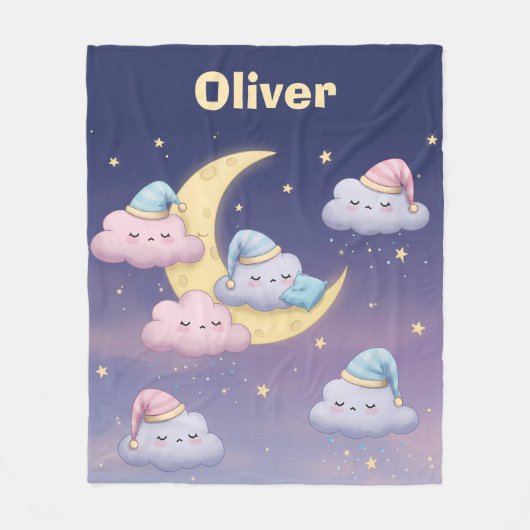 Sleepy Fluffy Clouds op Dromerige Pastel Sky Fleece Deken (Voorkant)