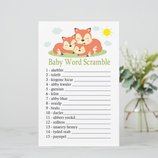 Sleepy fox Baby word scramble game (Staand voorkant)