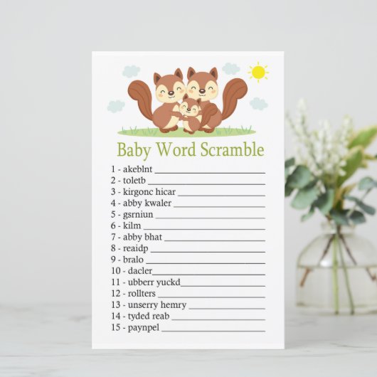 Sleepy fox Baby word scramble game (Staand voorkant)