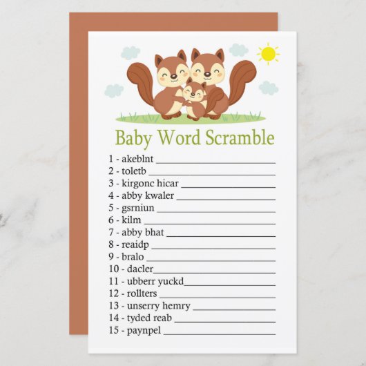 Sleepy fox Baby word scramble game (Voorkant / Achterkant)