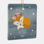 Sleepy Fox Boho Stars Baby Cub Eerste Kerstmis Keramisch Ornament (Rechts)