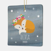 Sleepy Fox Boho Stars Baby Cub Eerste Kerstmis Keramisch Ornament (Links)