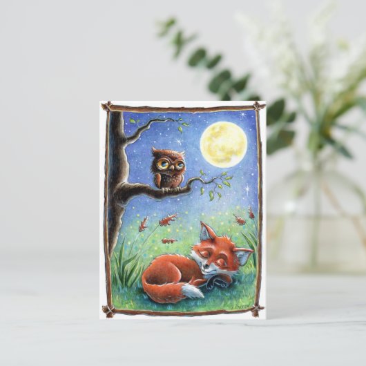 Sleepy Fox Briefkaart (Staand voorkant)