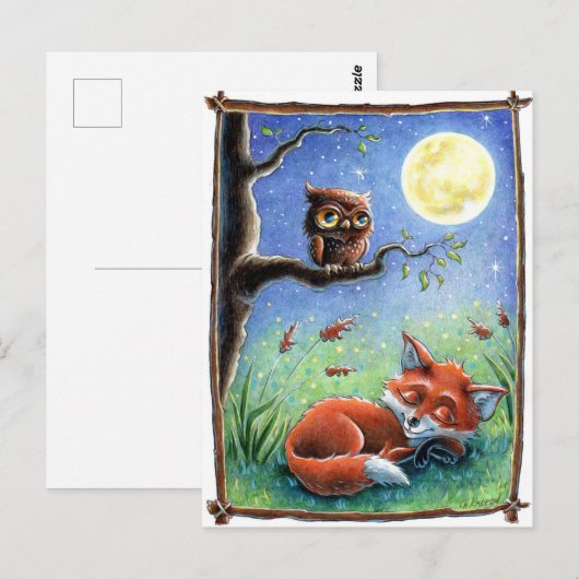 Sleepy Fox Briefkaart (Voorkant / Achterkant)