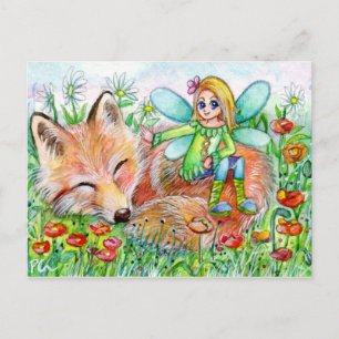 Sleepy Fox en Fairy Briefkaart