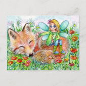 Sleepy Fox en Fairy Briefkaart (Voorkant)