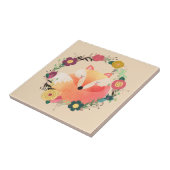 Sleepy Fox in Boho Floral Wreath Tegeltje (Zijkant)