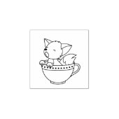 Sleepy Fox in een Teacup 2 Rubberstempel (Afrduk)